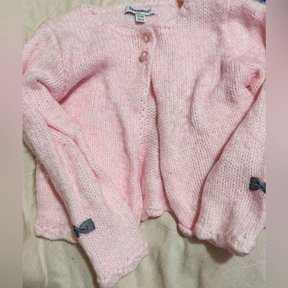 3pommes girls pink cardigan